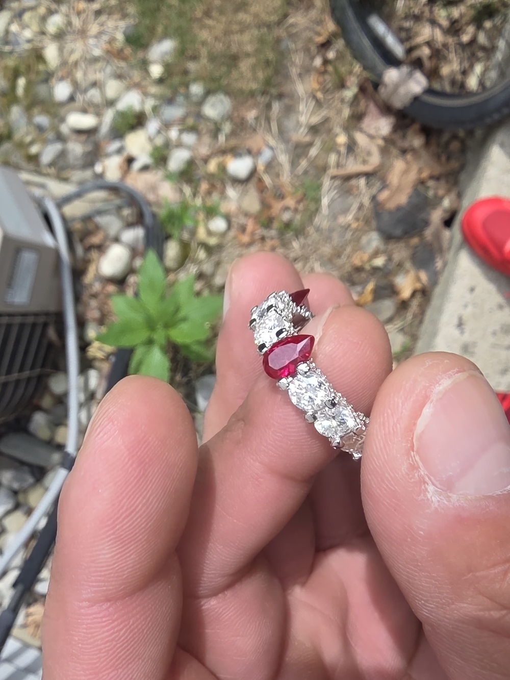 ❤️ Red Ruby Corrundum & Moissanite Eternity Band Ring ❤️ - Picture 9 of 10